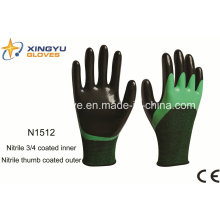 Poliéster + Spandex Shell Nitrile Coated Safety Work Gloves (N1512)